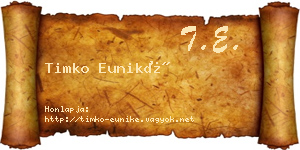 Timko Euniké névjegykártya